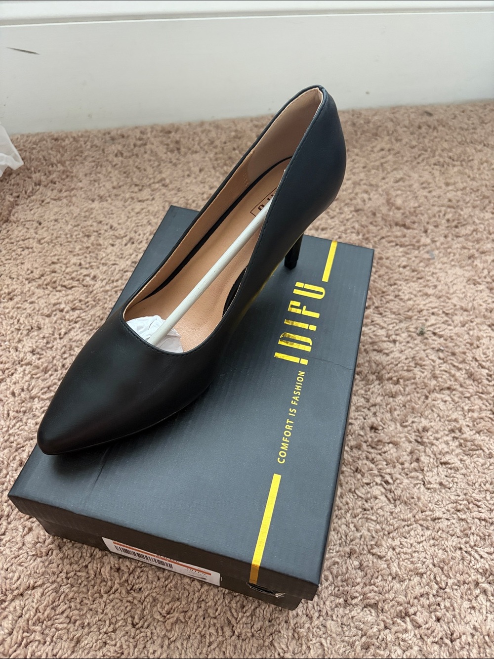 IDIFU Black Pointed Toe Stiletto Pump